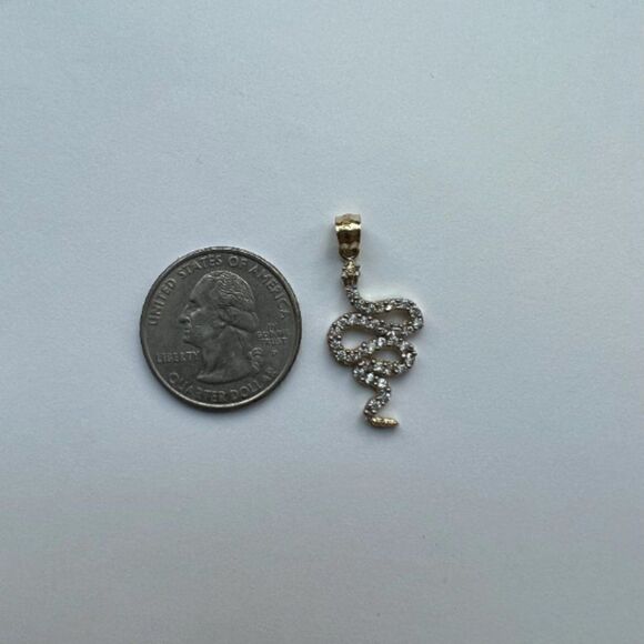 14k Real Yellow Gold Snake Charm Pendant | Streetwear Snake Pendant Snak… - Picture 7 of 8